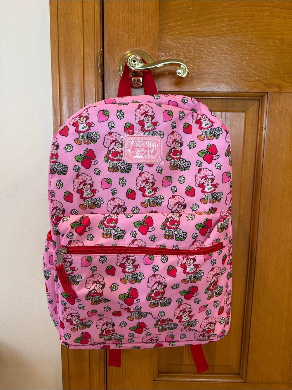 Pink Strawberry Shortcake Kids Backpack with Front Zip Pocket
